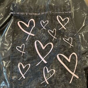 Victoria's Secret Black Tote with Pink Hearts